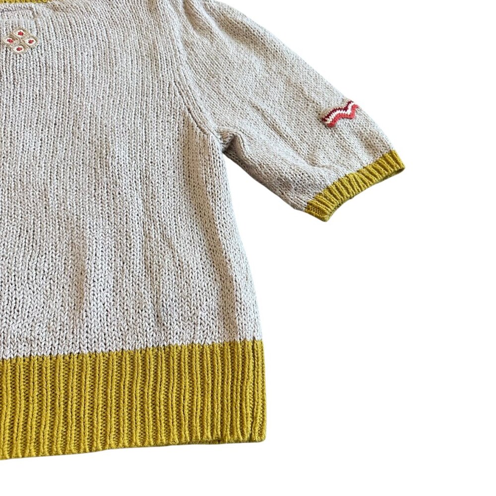 Mother Powder Puff Short Sleeve Sweater Ticket to Ride Bold Print Size Large - Picture 11 of 14
